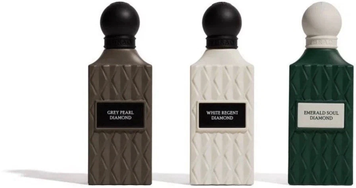Grey Pearl Diamond White Regent Diamond and Emerald Soul Diamond Ibraq Qurashi luxury Arabian perfume set UK