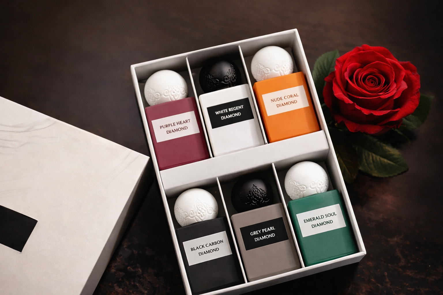Diamond Mini Collection perfume gift set with rose detail 6 x 10ml luxury fragrances UK