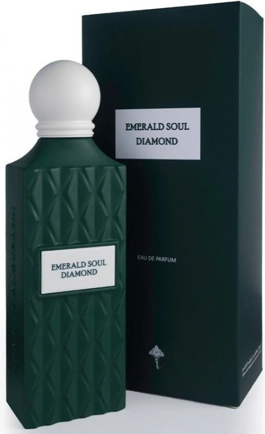 Emerald Soul Diamond perfume bottle with matching green box packaging front view