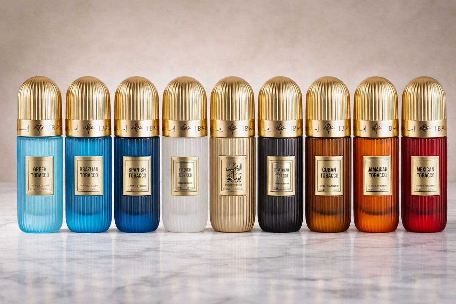 Ibraq Tobacco Collection 9 perfume lineup luxury tobacco fragrances clean display UK