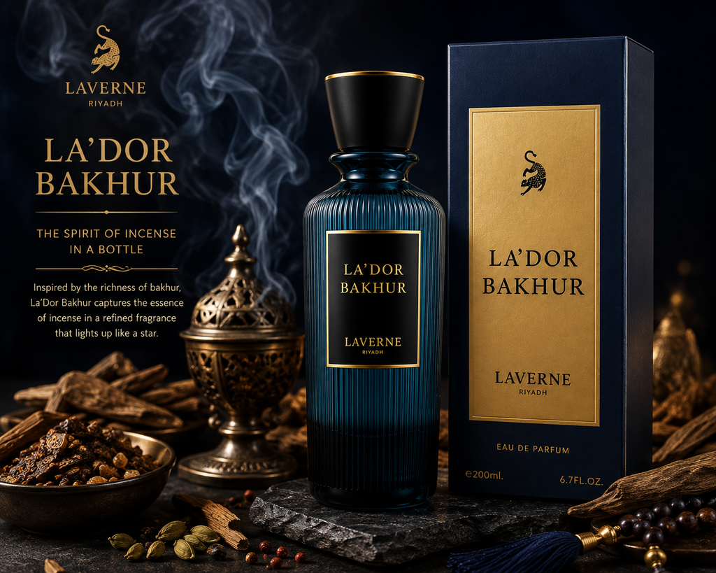 LaVerne La'Dor Bakhur 200ml unisex perfume with incense in a luxury Arabian-inspired setting