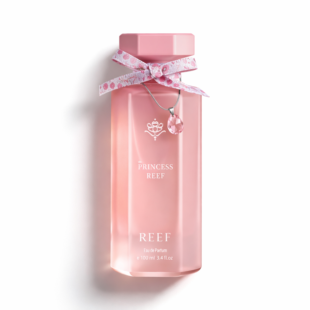 Princess Reef perfume bottle isolated on clean background showing elegant minimalist design.