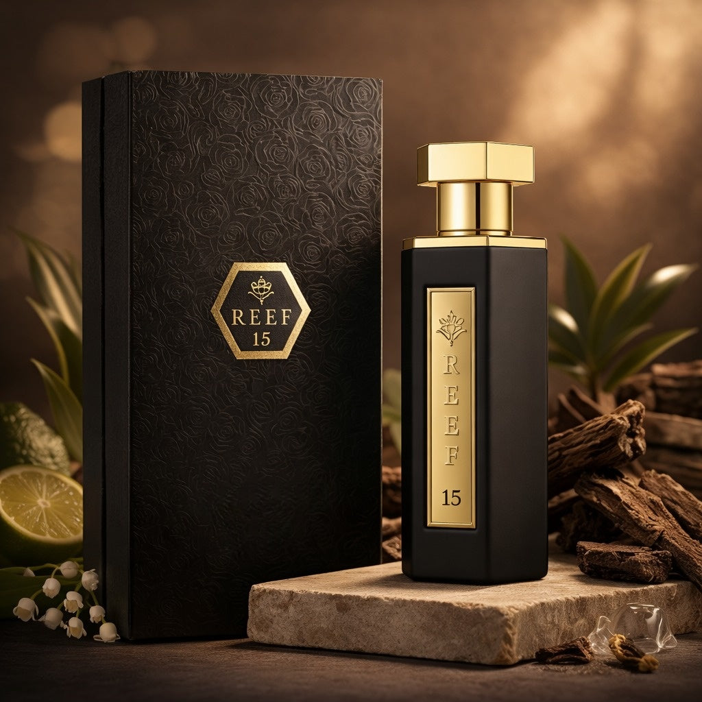 Reef 15 perfume 100ml bottle woody oud bergamot fragrance for men UK by MarySophora.com