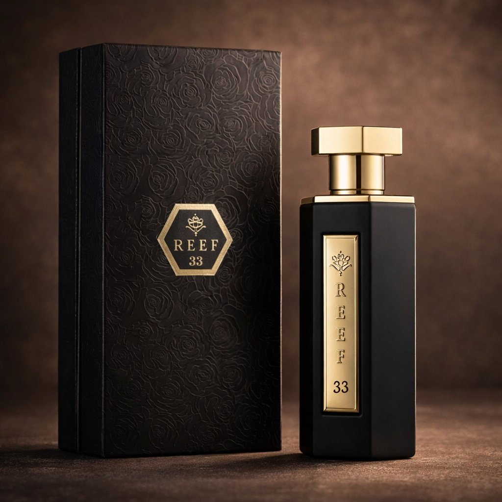 Reef 33 perfume 100ml bottle with box luxury oud saffron rosemary fragrance UK by MarySophora.com
